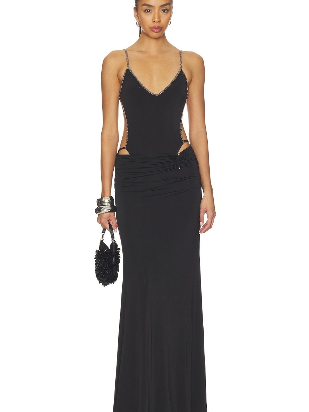 I.AM.GIA Black Chain-Trim 2 Pc Backless Cutout Maxi Dress